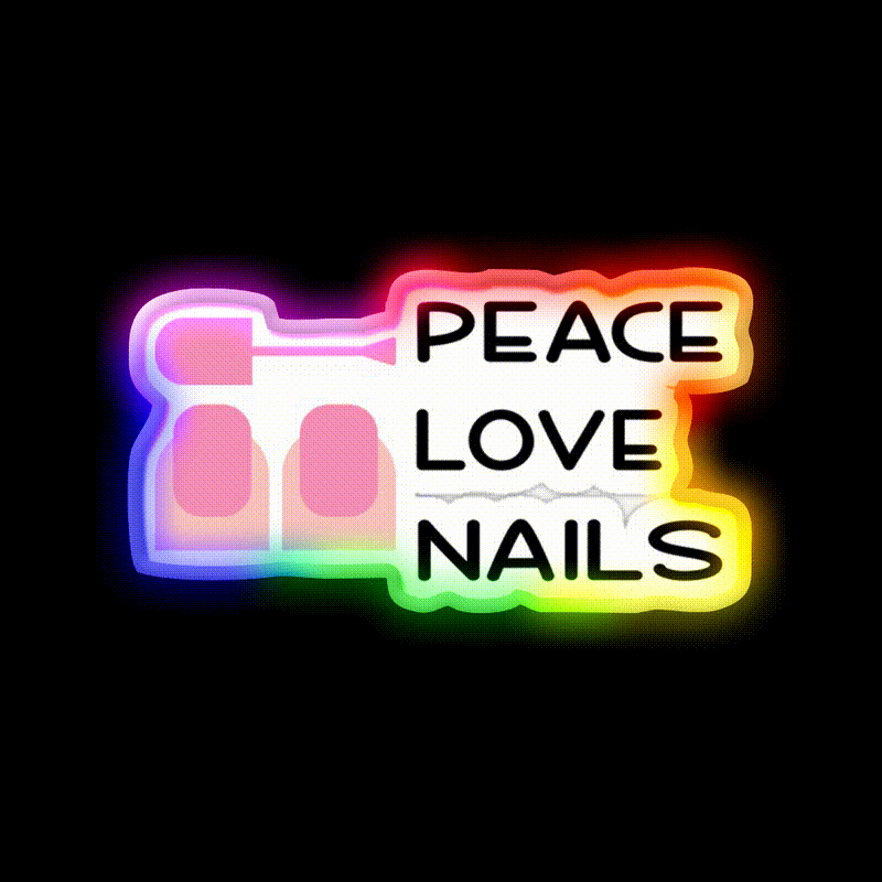 Peace Love Nail Salon Led Neon Sign Rgb Color - LED neon sign close-up detail