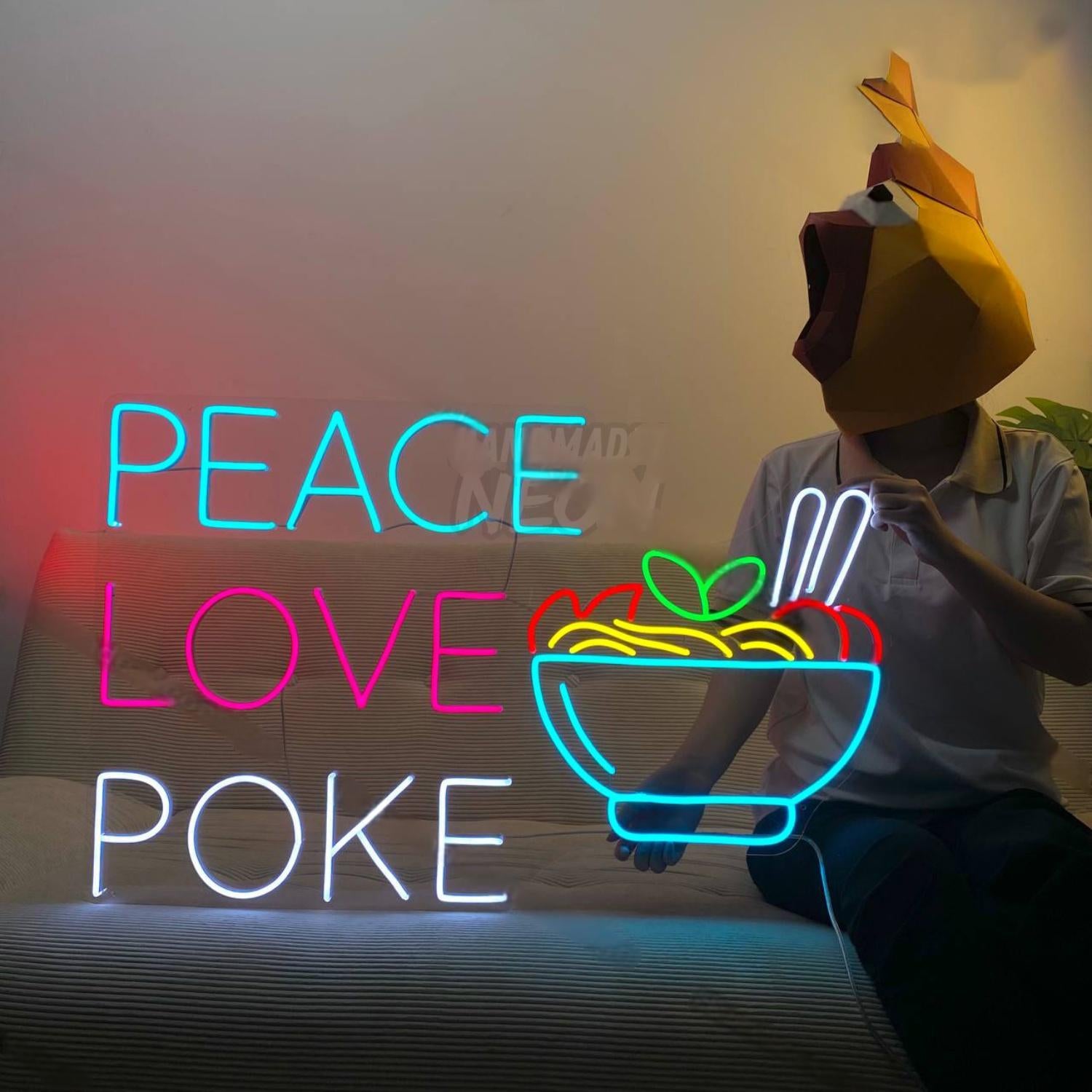 Peace Love Poke Led Neon Sign Food Led Neon Sign | Shineneon