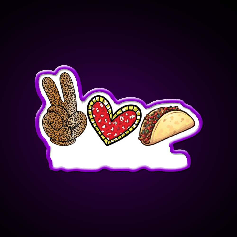 Peace Love Taco Funny Cinco De Mayo Mexican Taco Led Neon Sign Rgb Color - Shineneon