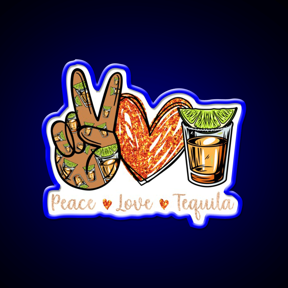Peace Love Tequila Drinking Alcohol Lover Party Drink Tequila Led Neon Sign Rgb Color - Shineneon