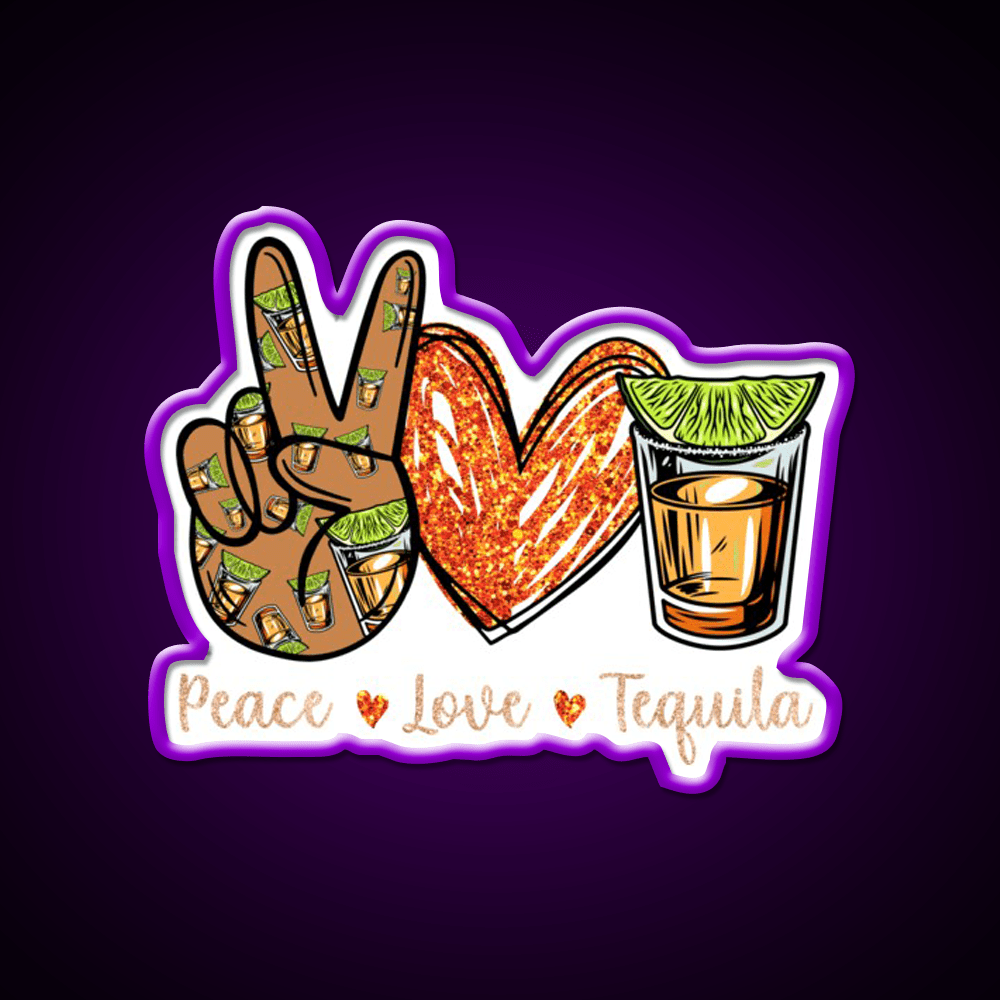 Peace Love Tequila Drinking Alcohol Lover Party Drink Tequila Led Neon Sign Rgb Color - Shineneon