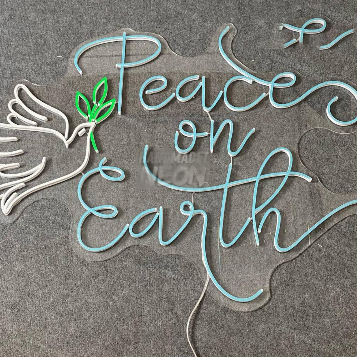 Peace On Earth Led Neon Sign Dove Leaf Branch Room Wall Decor | Shineneon