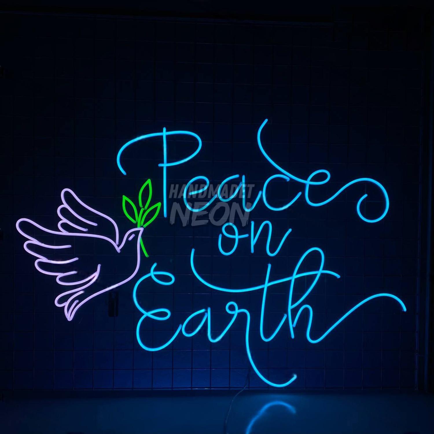Peace On Earth Led Neon Sign Dove Leaf Branch Room Wall Decor | Shineneon