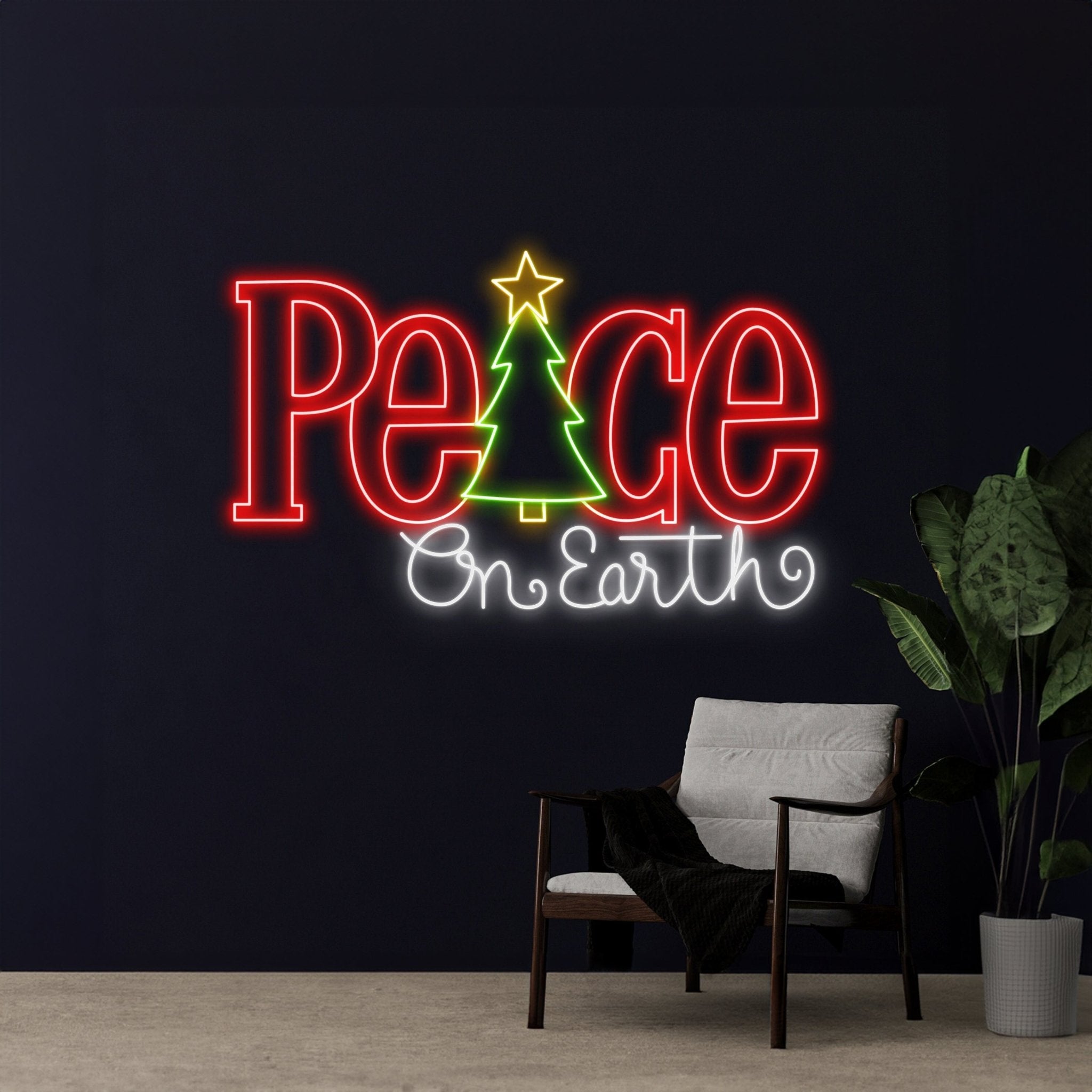 Peace On Earth Neon Sign Christmas Neon Light Wall Art Decor - Shineneon