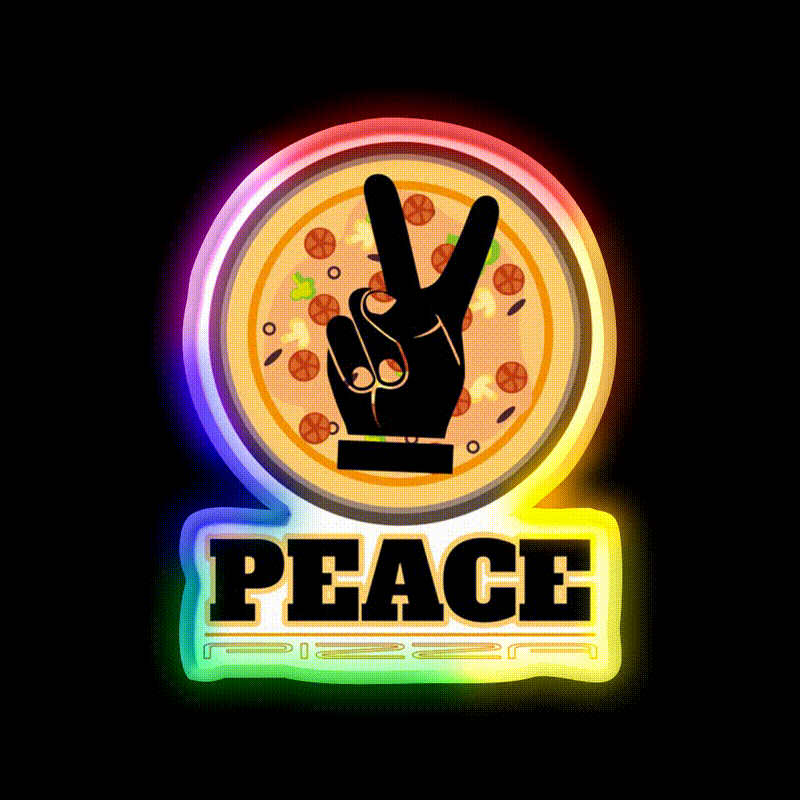 Peace Pizza Fast Food Led Neon Sign For Burger Place Rgb Color - LED neon sign close-up detail