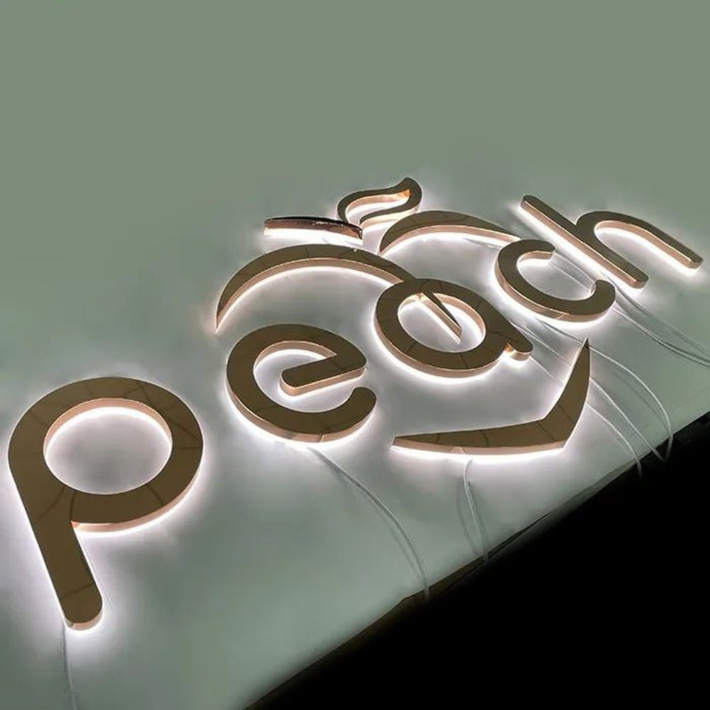 Peach 3D Backlit Channel Letters Led Light Sign - Shineneon
