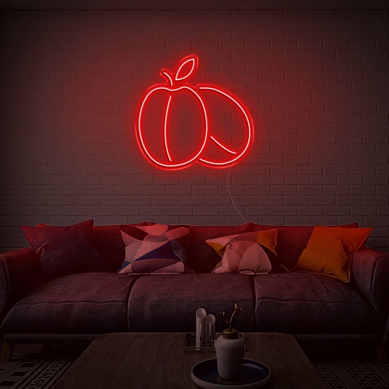 Peach V2 Red Apple Led Neon Sign For Indoor And Commercial Decor | Shineneon
