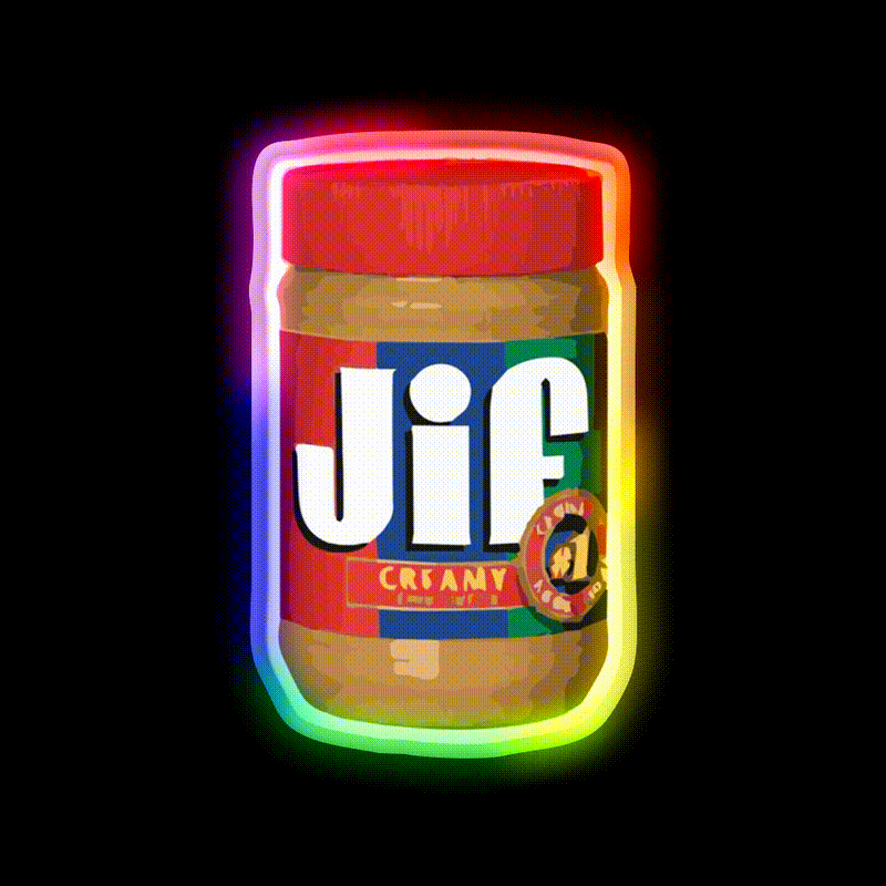 Peanut Butter Snack Food Led Neon Sign Rgb Color - LED neon sign close-up detail