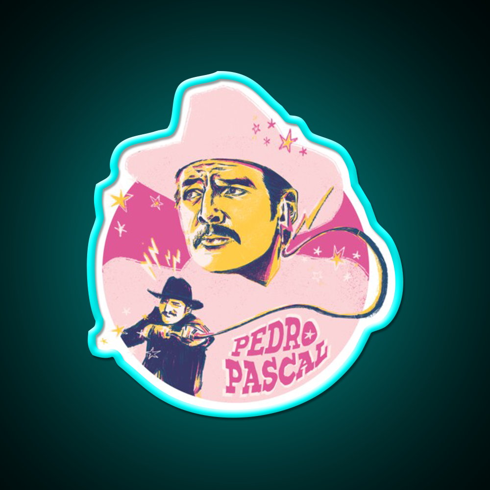 Pedro Pascal As Agent Whiskey Drink Bar Led Neon Sign Rgb Color