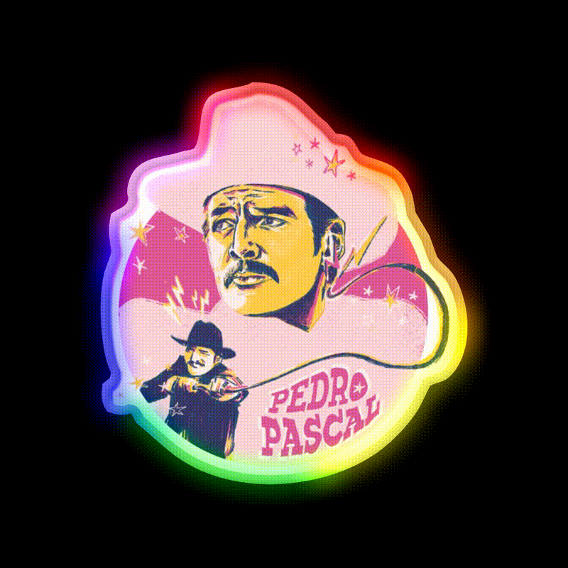 Pedro Pascal As Agent Whiskey Drink Bar Led Neon Sign Rgb Color