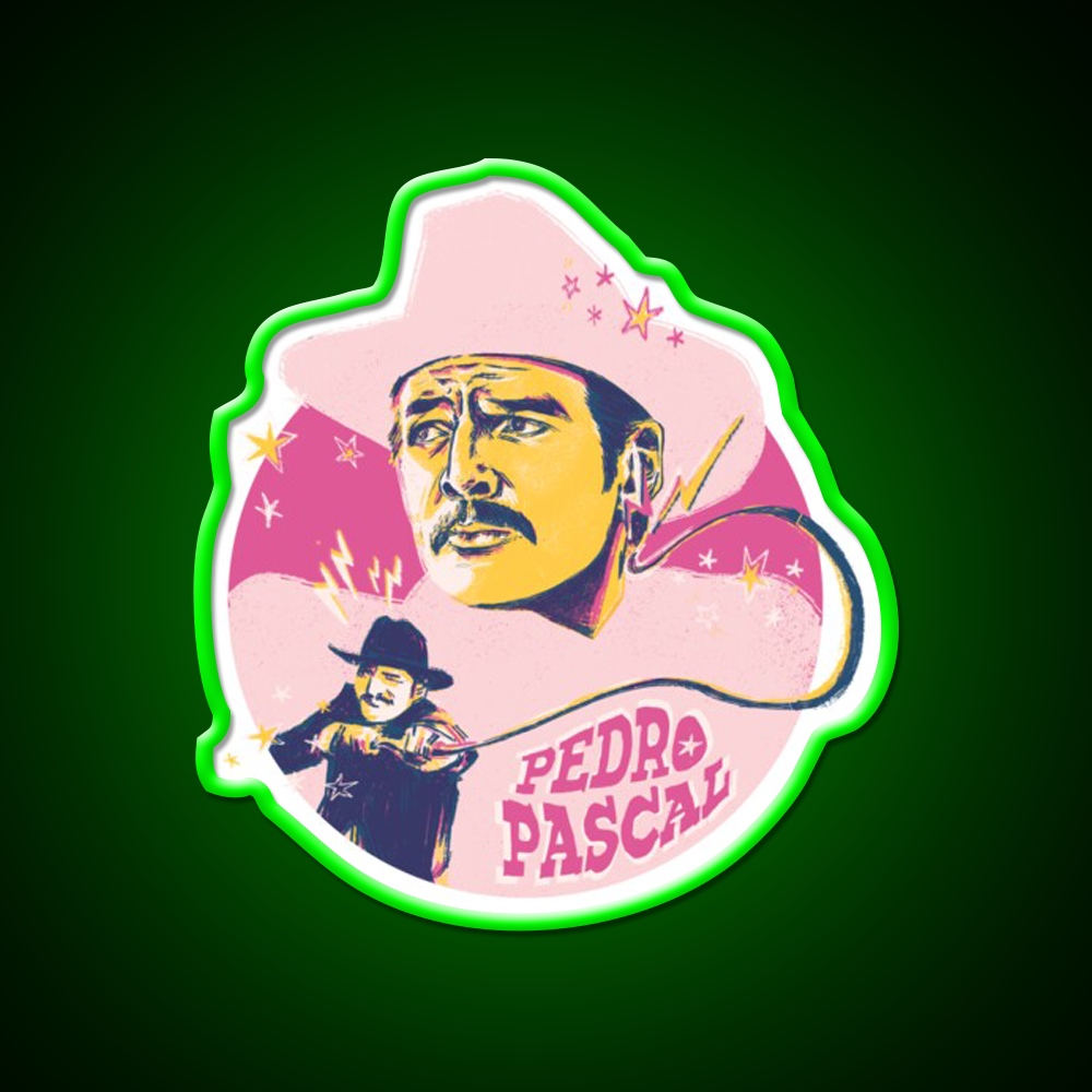 Pedro Pascal As Agent Whiskey Drink Bar Led Neon Sign Rgb Color