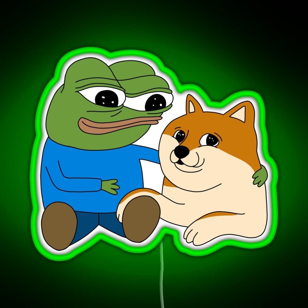 Peepo And Doge Best Frens Rgb Neon Sign - Shineneon