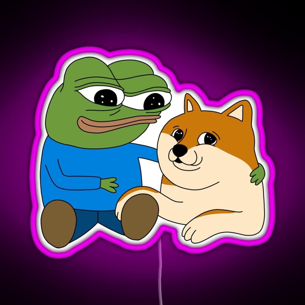 Peepo And Doge Best Frens Rgb Neon Sign - Shineneon