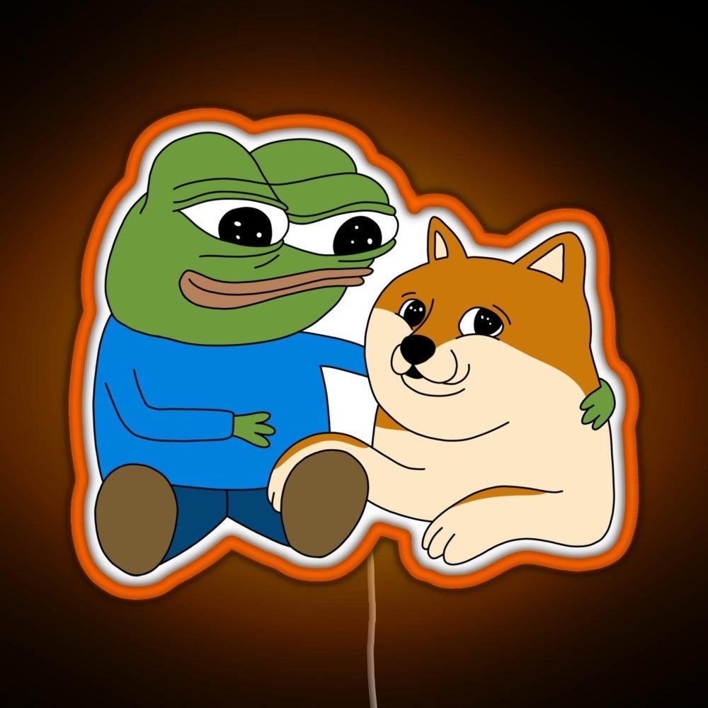 Peepo And Doge Best Frens Rgb Neon Sign - Shineneon