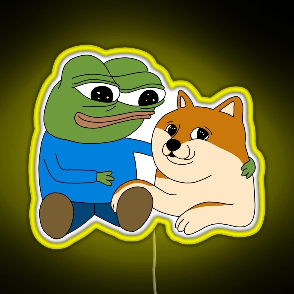 Peepo And Doge Best Frens Rgb Neon Sign - Shineneon
