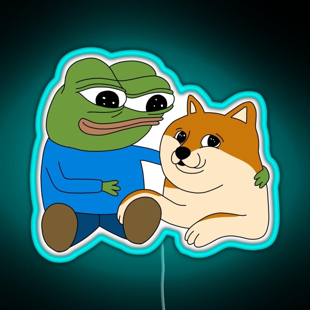 Peepo And Doge Best Frens Rgb Neon Sign - Shineneon