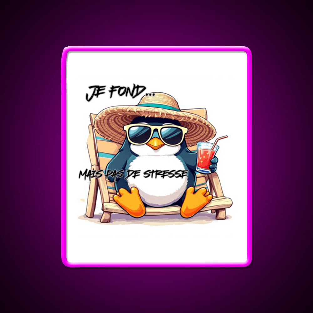 Penguin On Vacation Cocktail Bar Decor Led Neon Sign Rgb Color - Shineneon