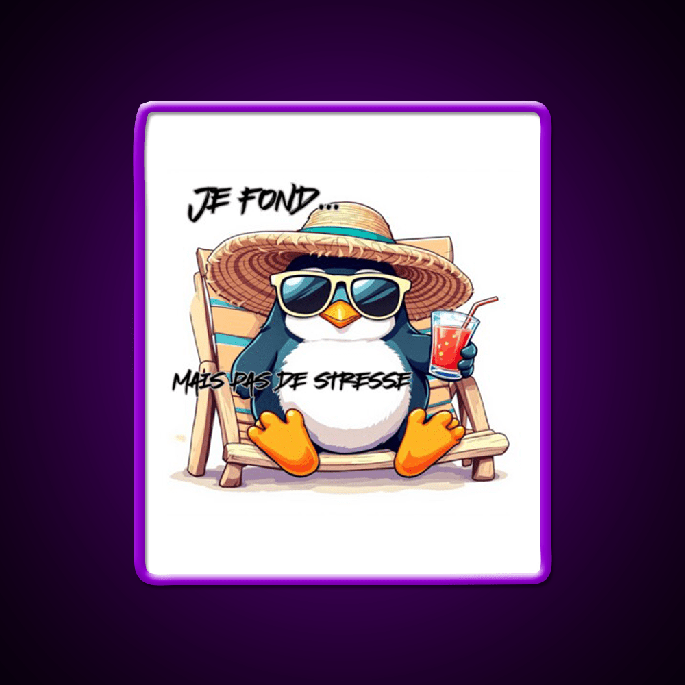 Penguin On Vacation Cocktail Bar Decor Led Neon Sign Rgb Color - Shineneon