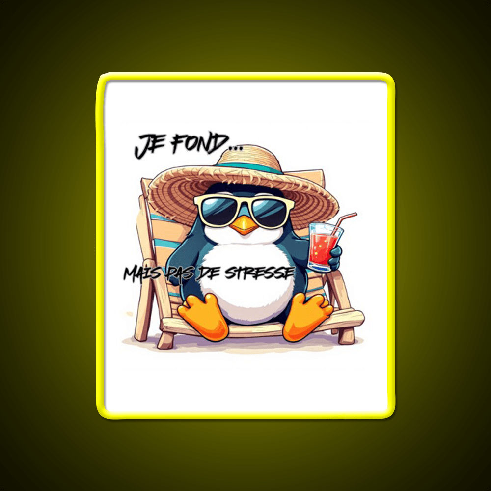 Penguin On Vacation Cocktail Bar Decor Led Neon Sign Rgb Color - Shineneon