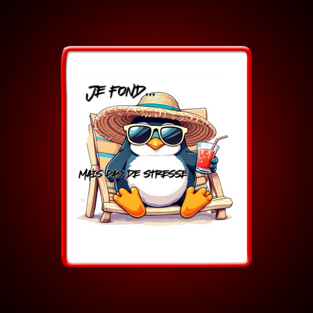 Penguin On Vacation Cocktail Bar Decor Led Neon Sign Rgb Color - Shineneon