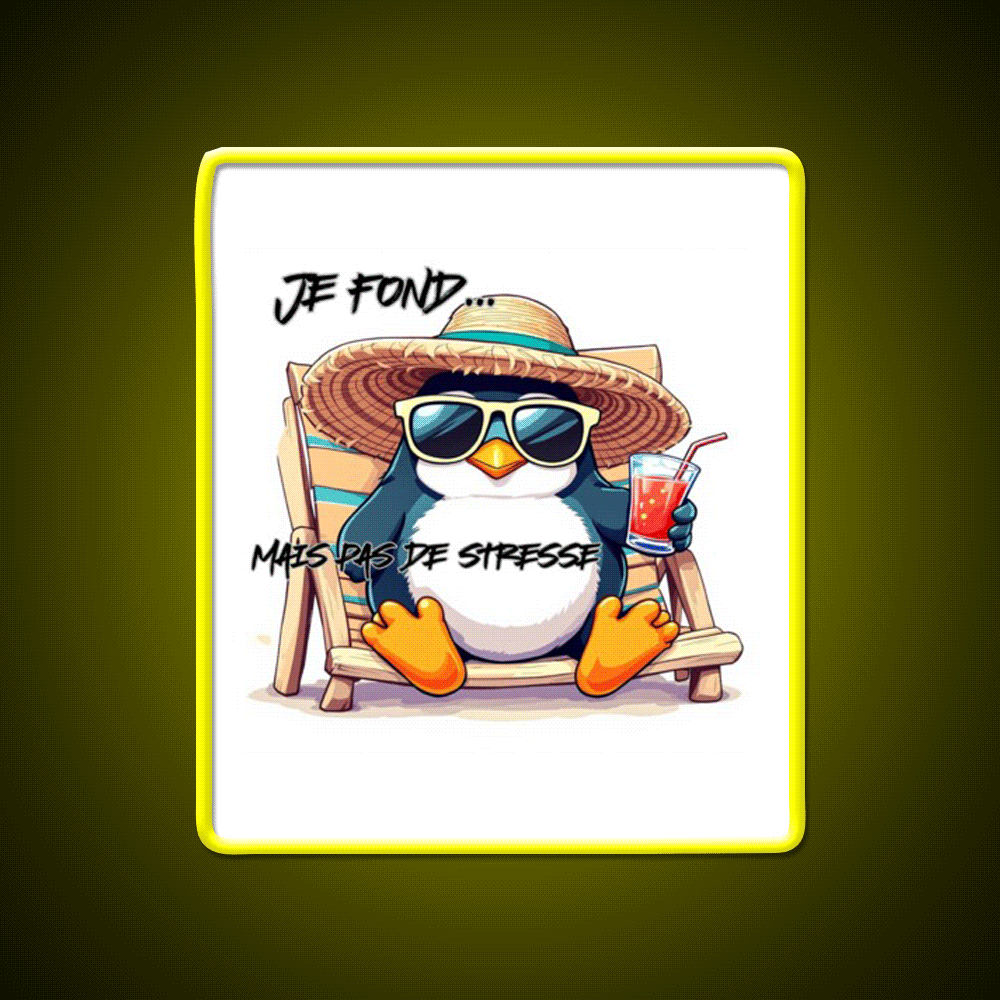 Penguin On Vacation Cocktail Bar Decor Led Neon Sign Rgb Color - Custom LED neon sign front view