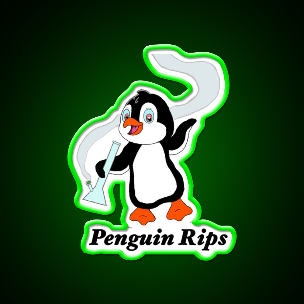 Penguin Rips Hemp Inspired Green Leaf Led Neon Sign Rgb Color - LED neon sign view 8