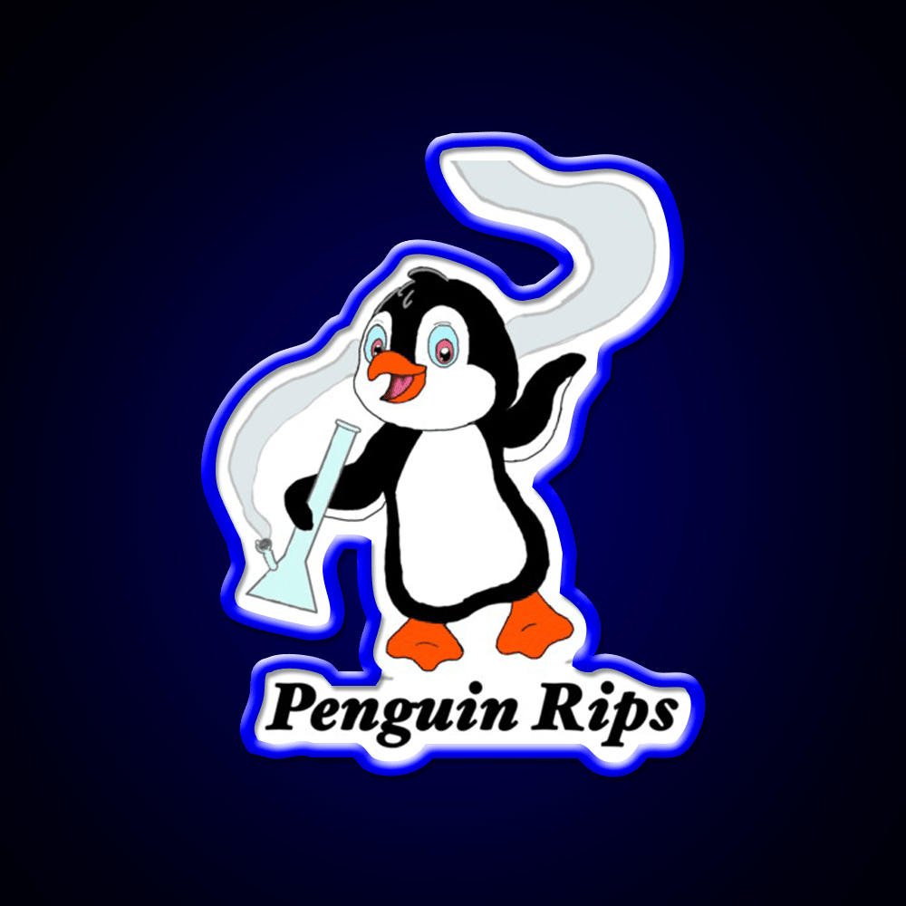 Penguin Rips Hemp Inspired Green Leaf Led Neon Sign Rgb Color - Shineneon