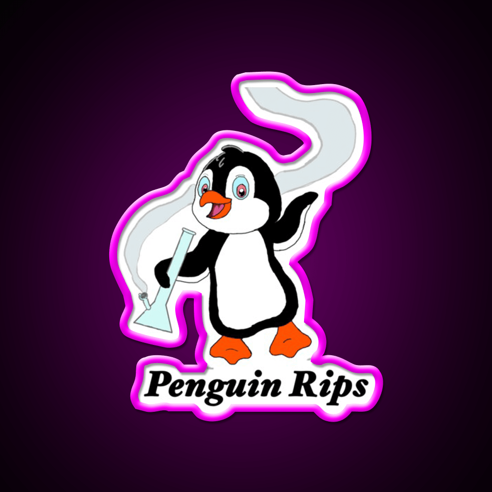 Penguin Rips Hemp Inspired Green Leaf Led Neon Sign Rgb Color - Shineneon