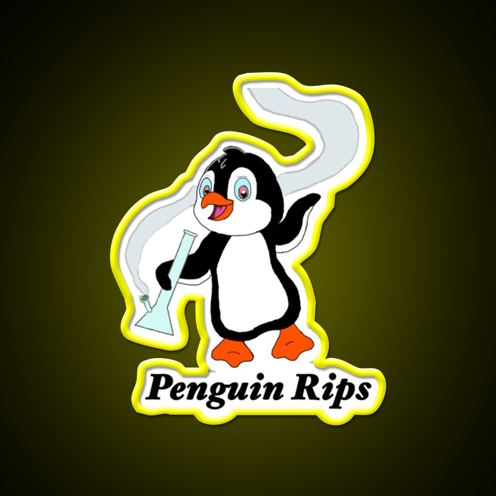 Penguin Rips Hemp Inspired Green Leaf Led Neon Sign Rgb Color - LED neon sign view 7