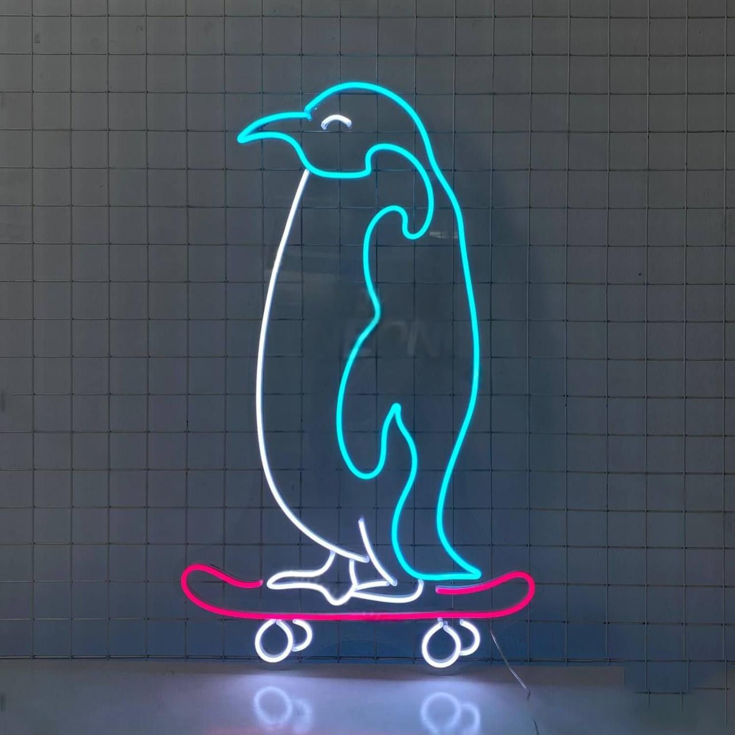Penguin Skateboarding Led Neon Sign | Shineneon