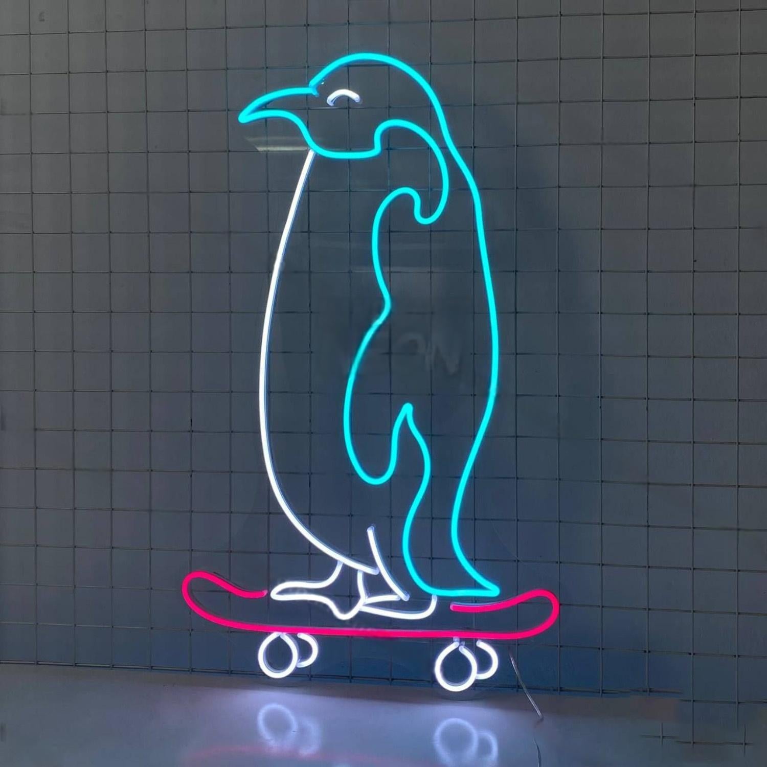 Penguin Skateboarding Led Neon Sign | Shineneon