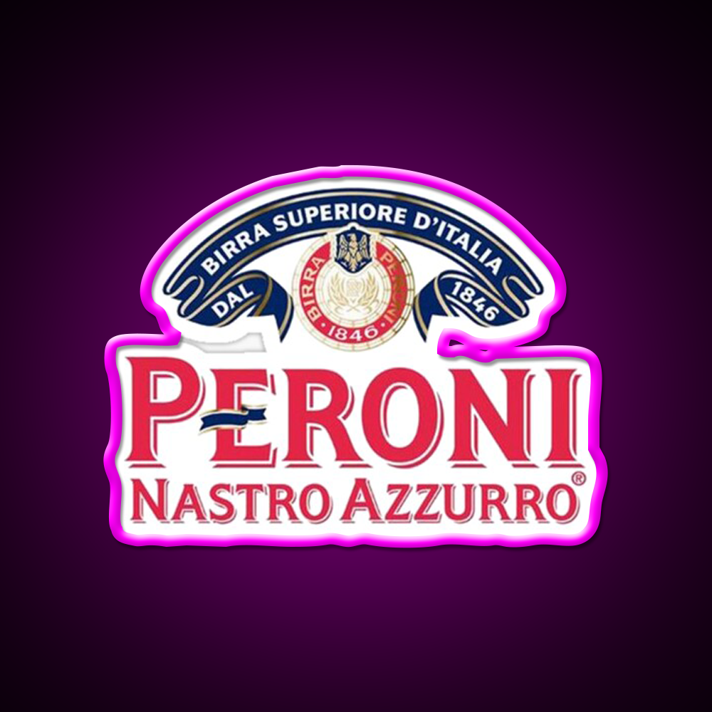 Peroni Nastro Azzurro Classic Logo Beer Bar Decor Led Neon Sign Rgb Color - Neon sign mounted on wall in room