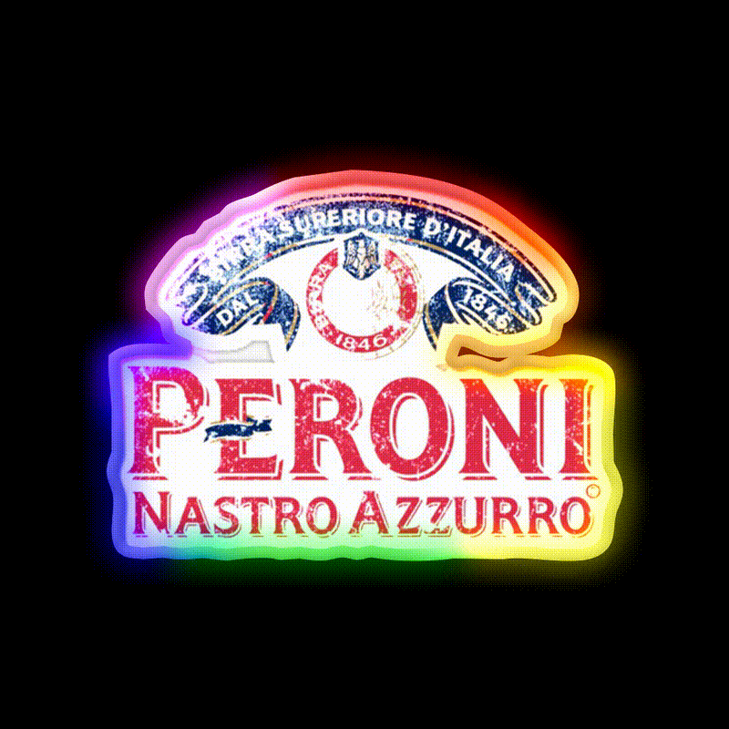 Peroni Nastro Azzurro Italy Beer Bar Decor Led Neon Sign Rgb Color - LED neon sign close-up detail