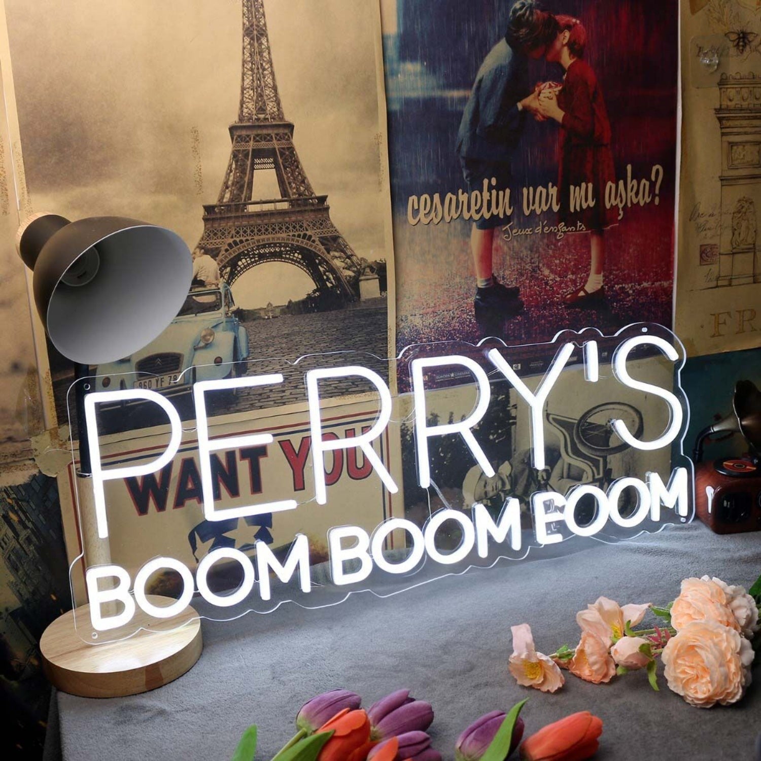 Perrys Boom Boom Boom White Led Neon Sign - Shineneon