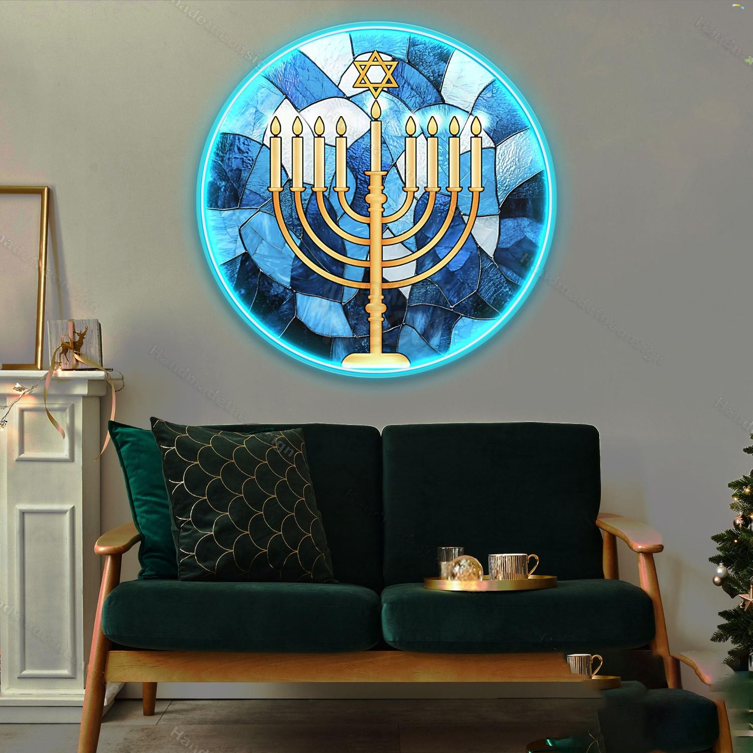 Personalized Hanukkah Acrylic Stained Glass | Shineneon