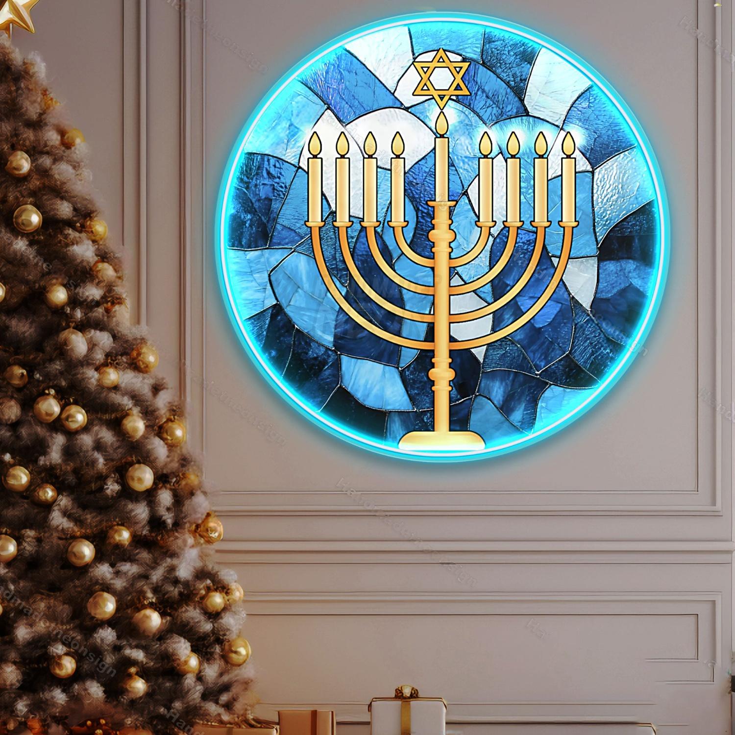 Personalized Hanukkah Acrylic Stained Glass | Shineneon