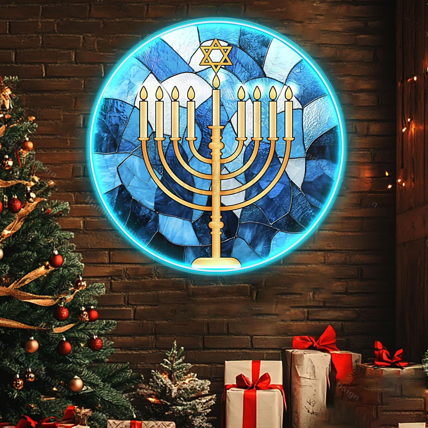 Personalized Hanukkah Acrylic Stained Glass | Shineneon