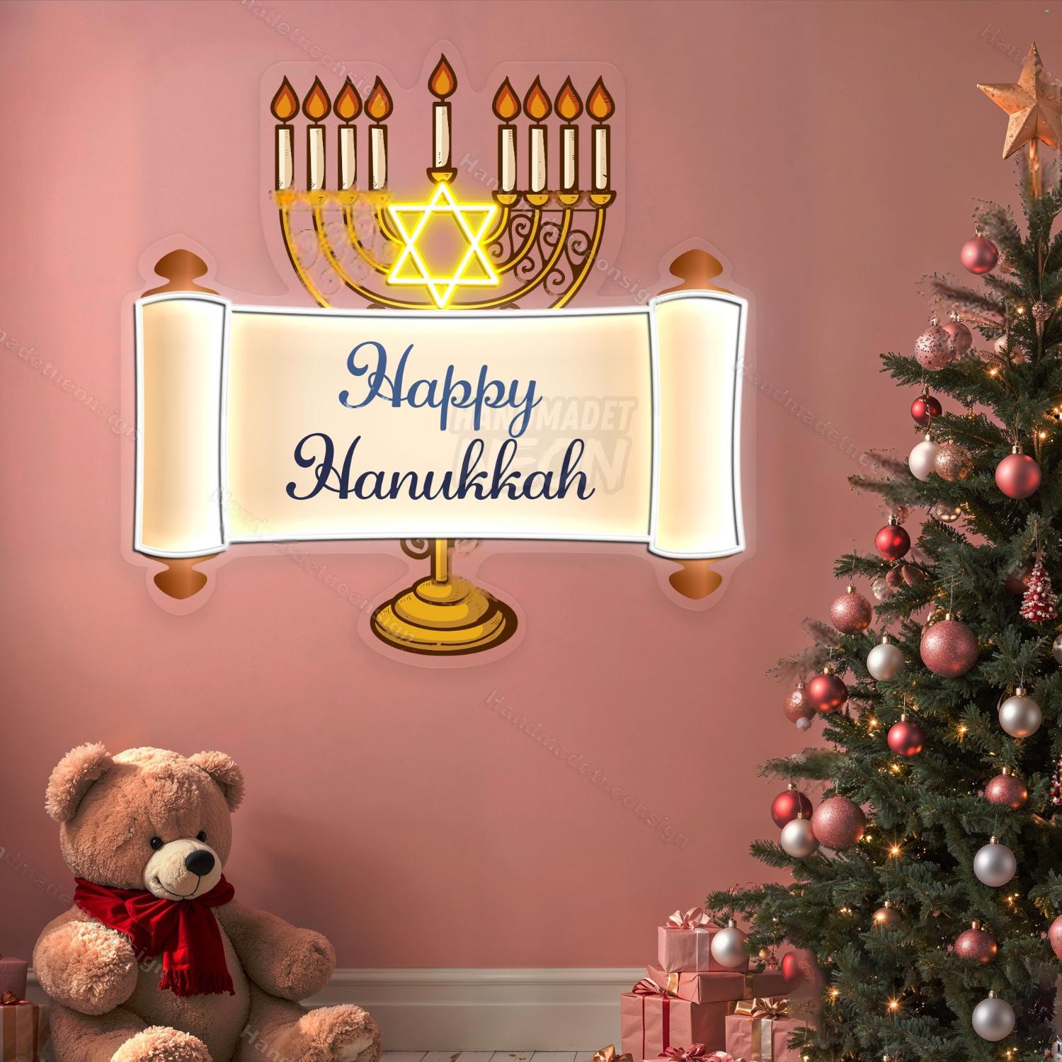 Personalized Happy Hanukkah Acrylic Led Neon Sign | Shineneon