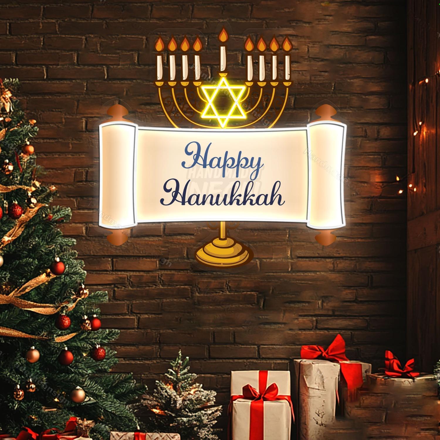 Personalized Happy Hanukkah Acrylic Led Neon Sign | Shineneon