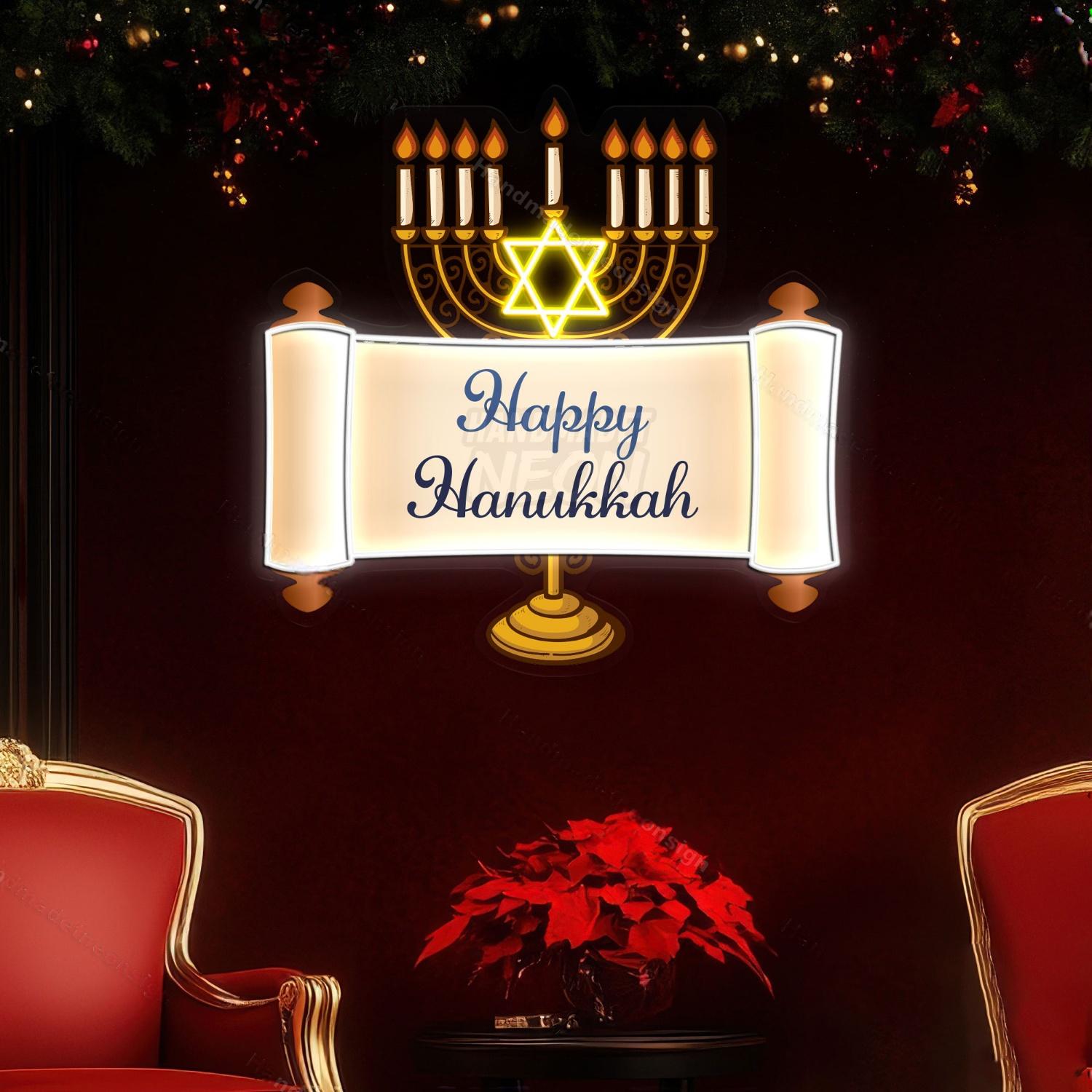 Personalized Happy Hanukkah Acrylic Led Neon Sign | Shineneon