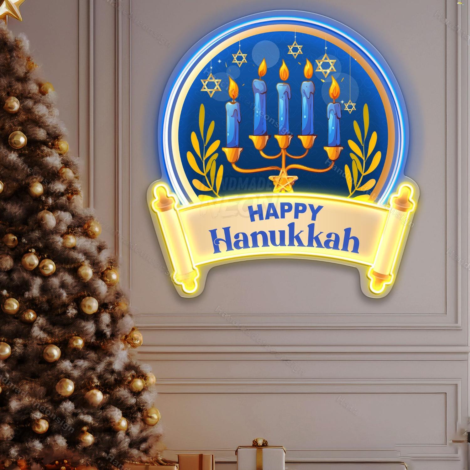 Personalized Happy Hanukkah Acrylic Led Neon Sign Gift Menorah | Shineneon