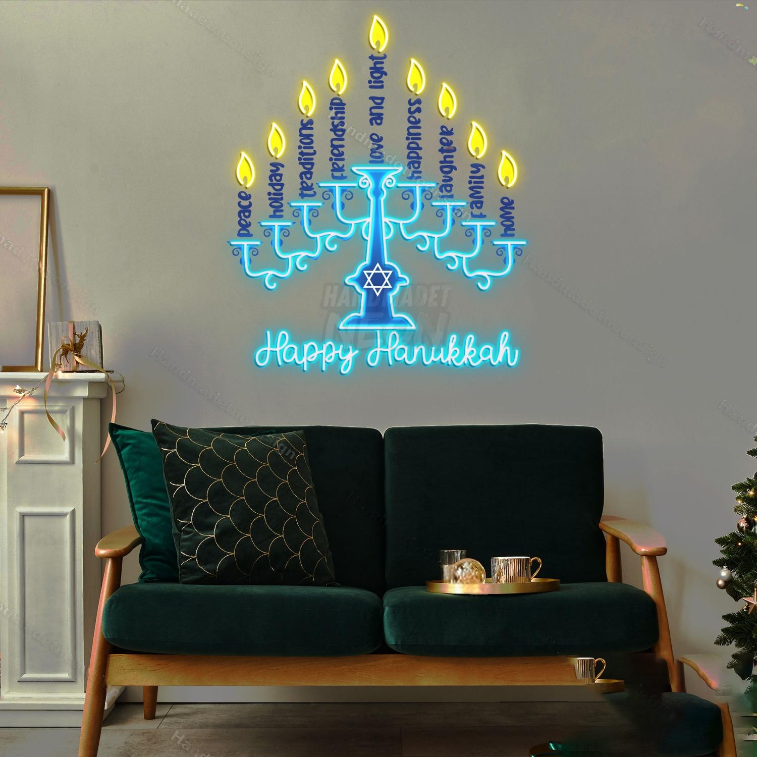Personalized Happy Hanukkah Chanukah Jewish Holiday Acrylic Led Sign | Shineneon