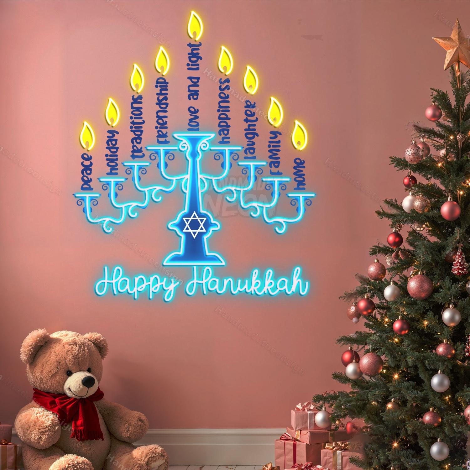 Personalized Happy Hanukkah Chanukah Jewish Holiday Acrylic Led Sign | Shineneon