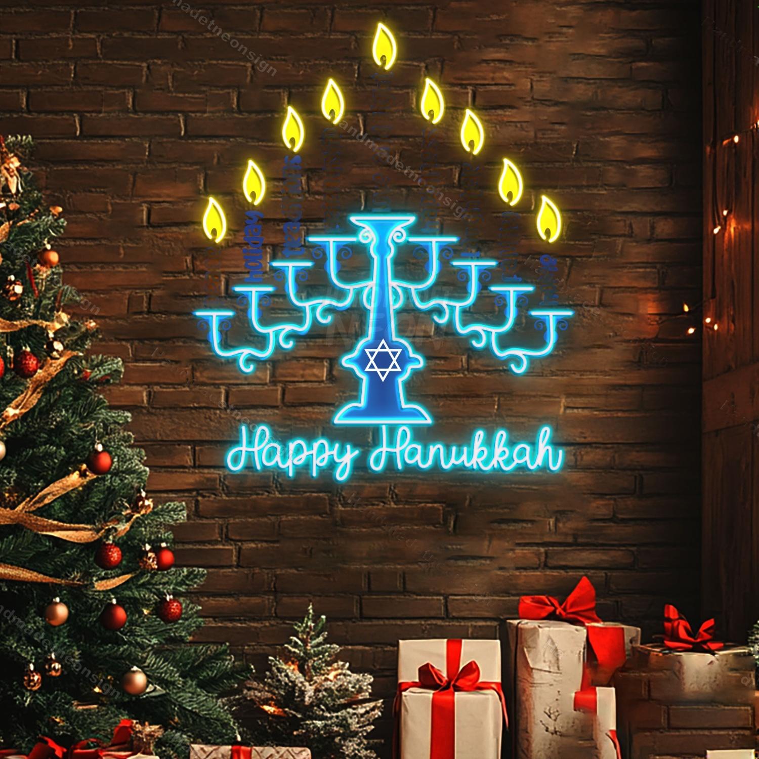 Personalized Happy Hanukkah Chanukah Jewish Holiday Acrylic Led Sign | Shineneon