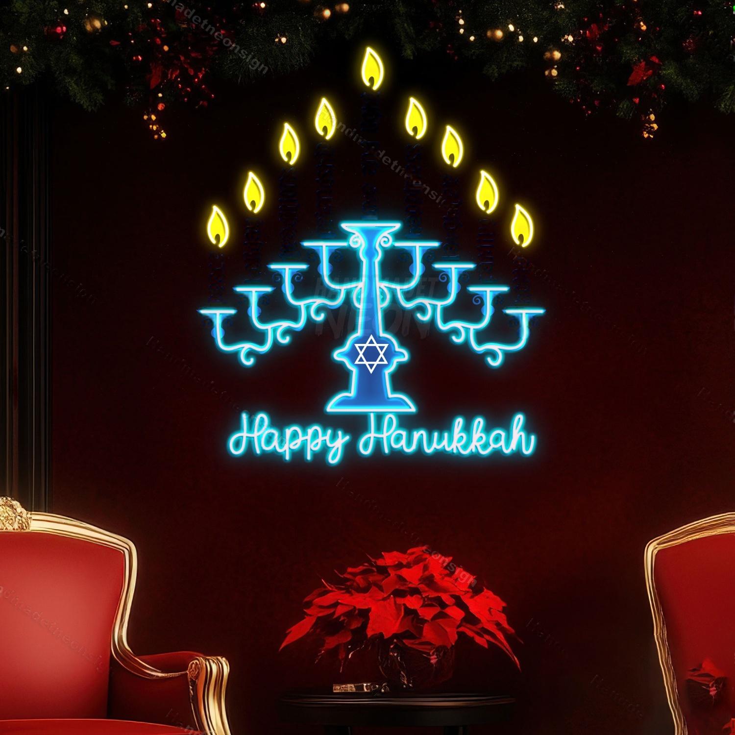 Personalized Happy Hanukkah Chanukah Jewish Holiday Acrylic Led Sign | Shineneon