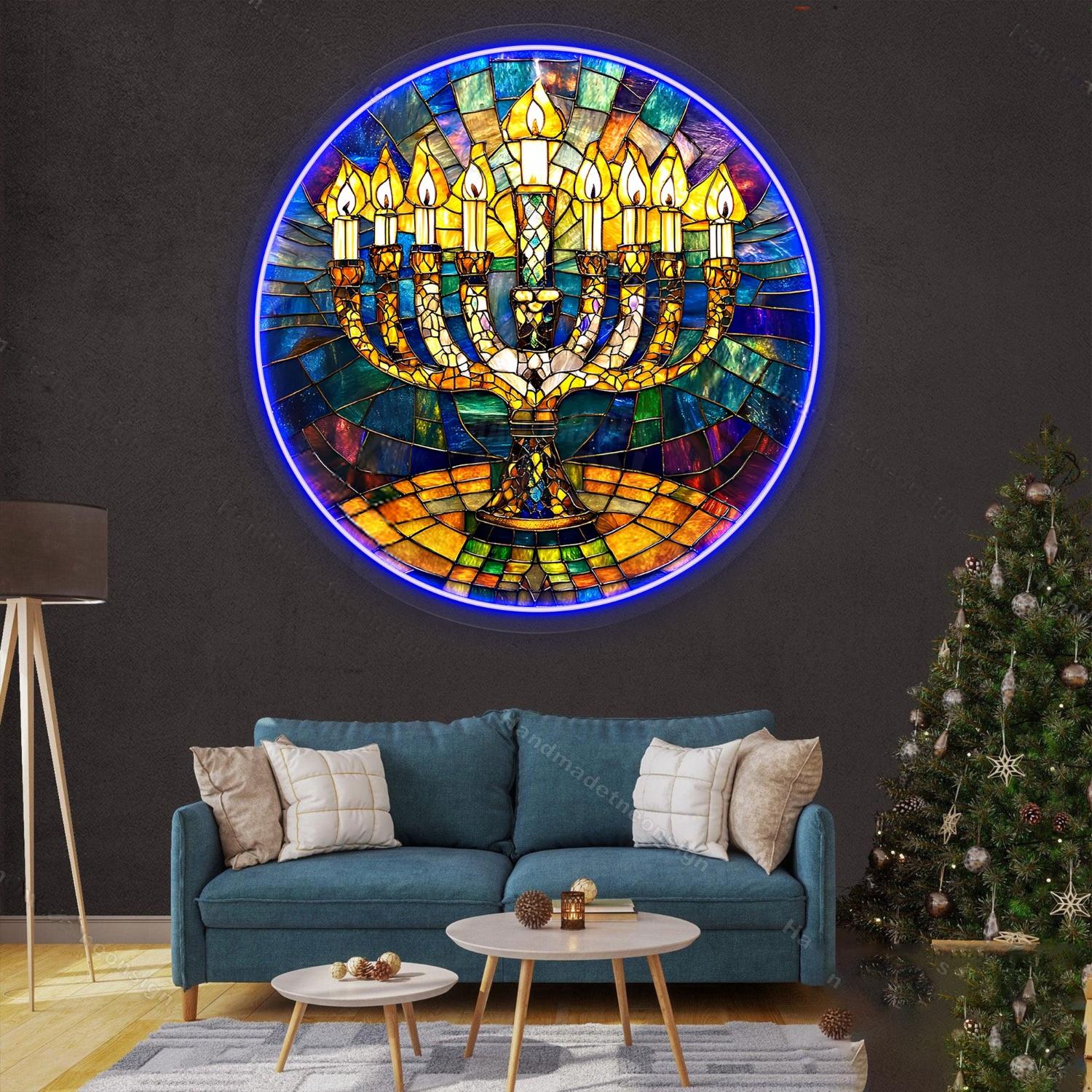 Personalized Menorah Acrylic Suncatcher Acrylic Neon Sigtn | Shineneon