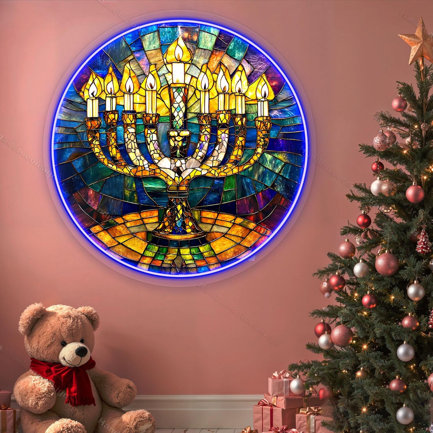 Personalized Menorah Acrylic Suncatcher Acrylic Neon Sigtn | Shineneon