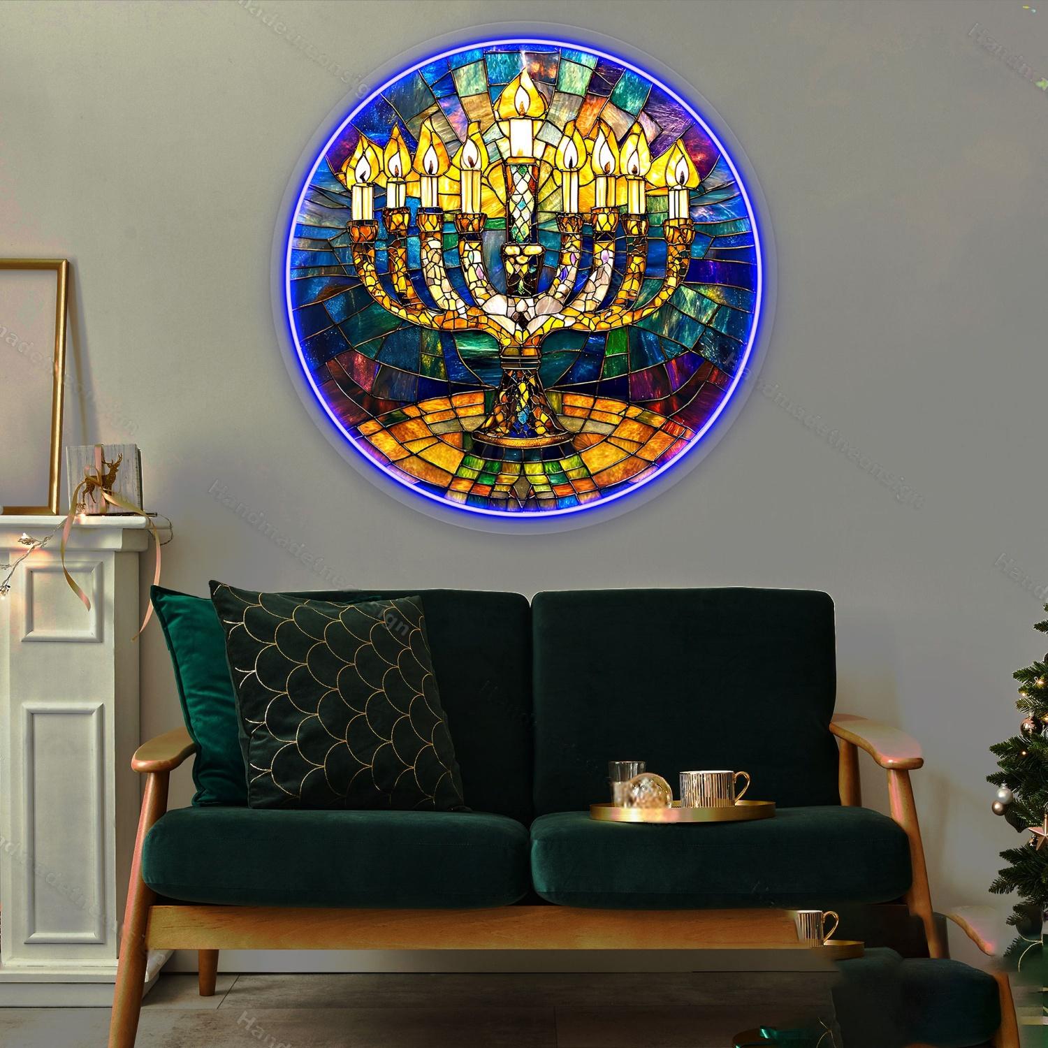 Personalized Menorah Acrylic Suncatcher Acrylic Neon Sigtn | Shineneon