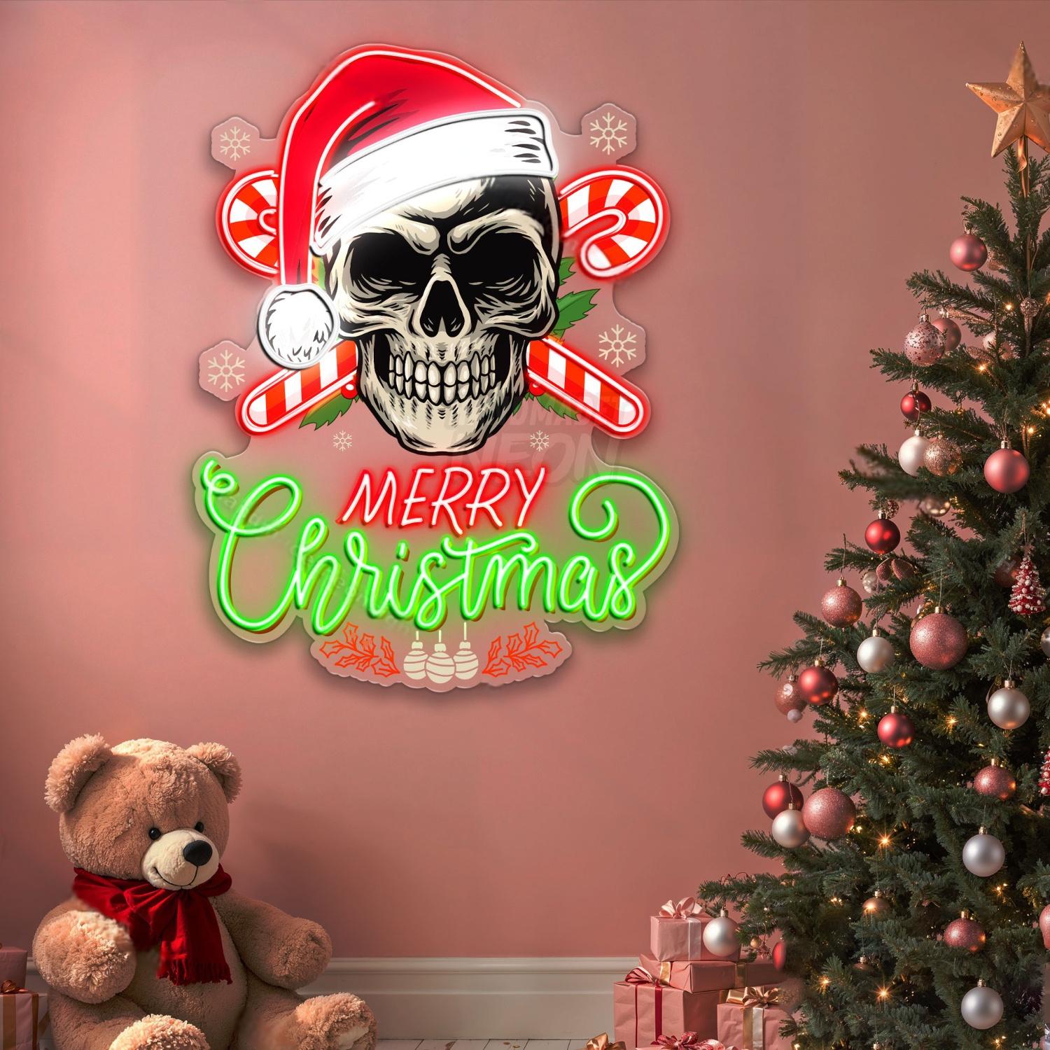 Personalized Skull Santa Acrylic Led Neon Sign | Shineneon