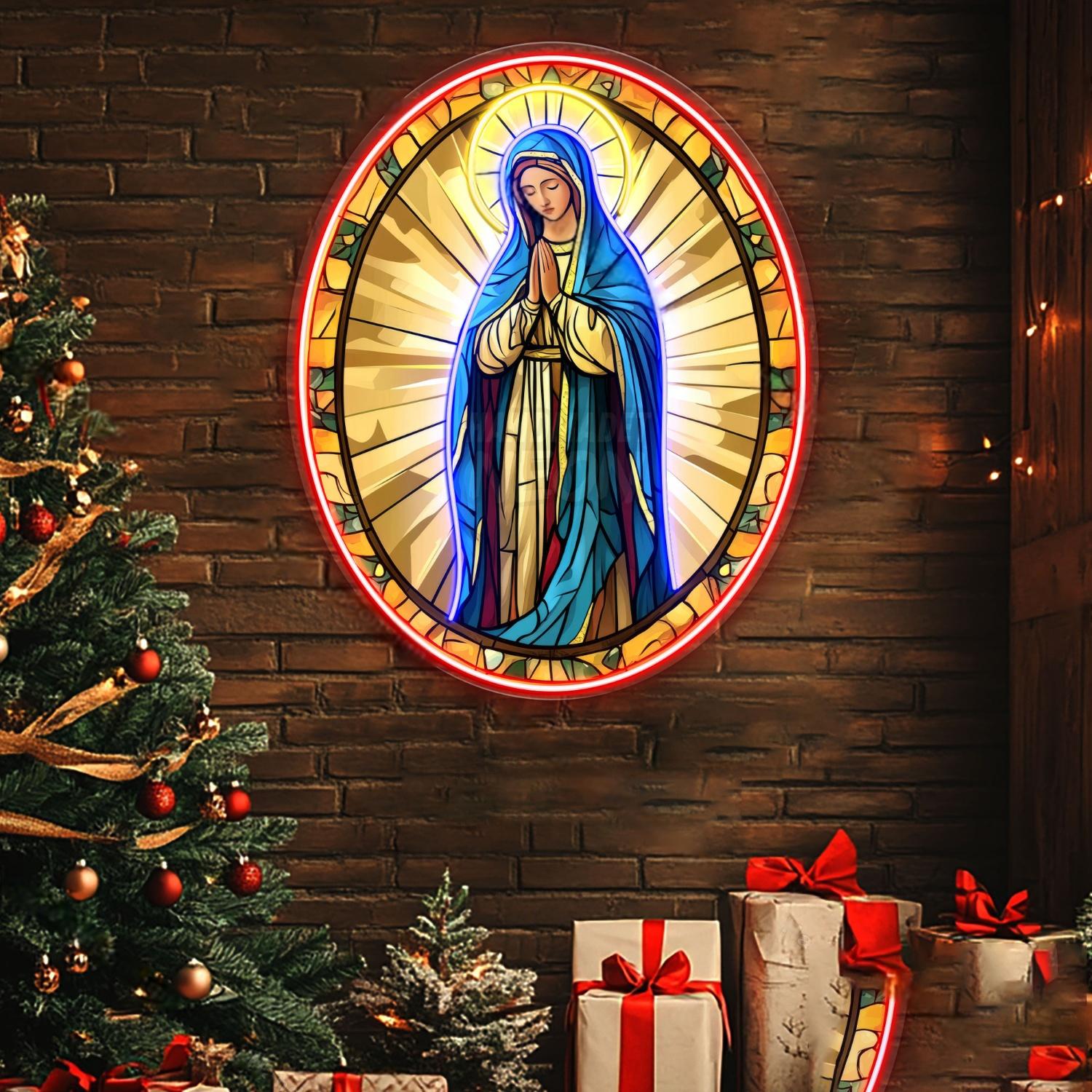 Personalized Virgin Mary in prayer Acrylic Led Neon Sign | Shineneon